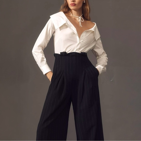 Anthropologie Maeve Corseted Wide Leg Long Sleeve Off the Shoulder Jumpsuit NEW - Picture 5 of 6